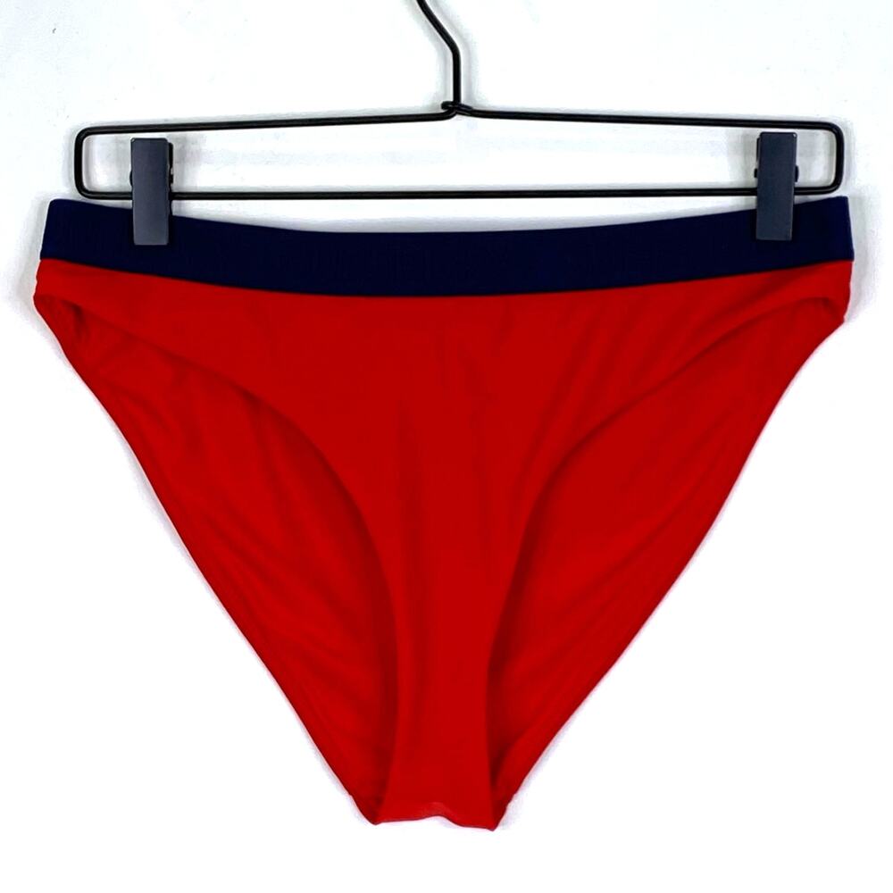 SUPERDRY Swimsuit Bottom Sport Bikini Brief Sz 6 Red Blue Colorblock Lined NWT